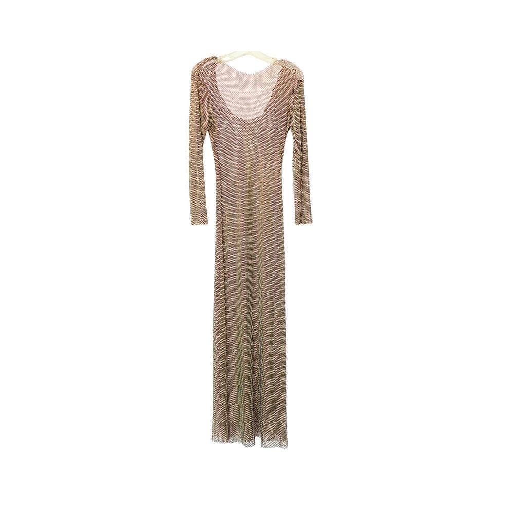 Bijou Crystal Mesh Maxi Dress - Gold - S